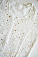 Ishq Georgette Kurta in Resham Jaal and Mukaish work_White