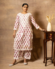 Cotton Coord Floral printed Kurta with Pallazo set
