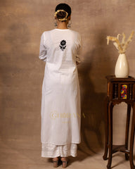 Ananya MulMul Straight kurta White with Black thread embroidery