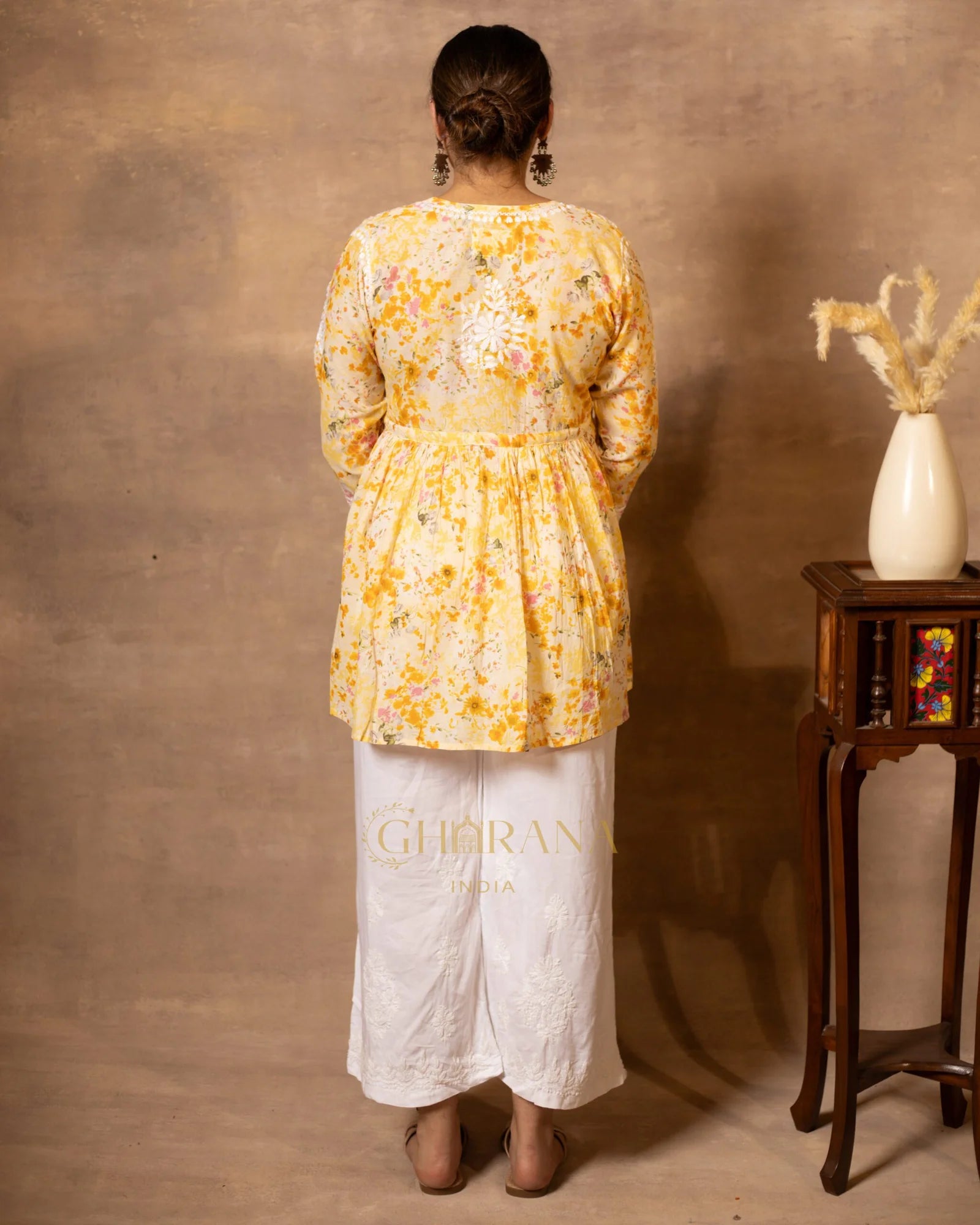 MulMul cotton printed fine embroidery chikankari Top