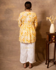 MulMul cotton printed fine embroidery chikankari Top
