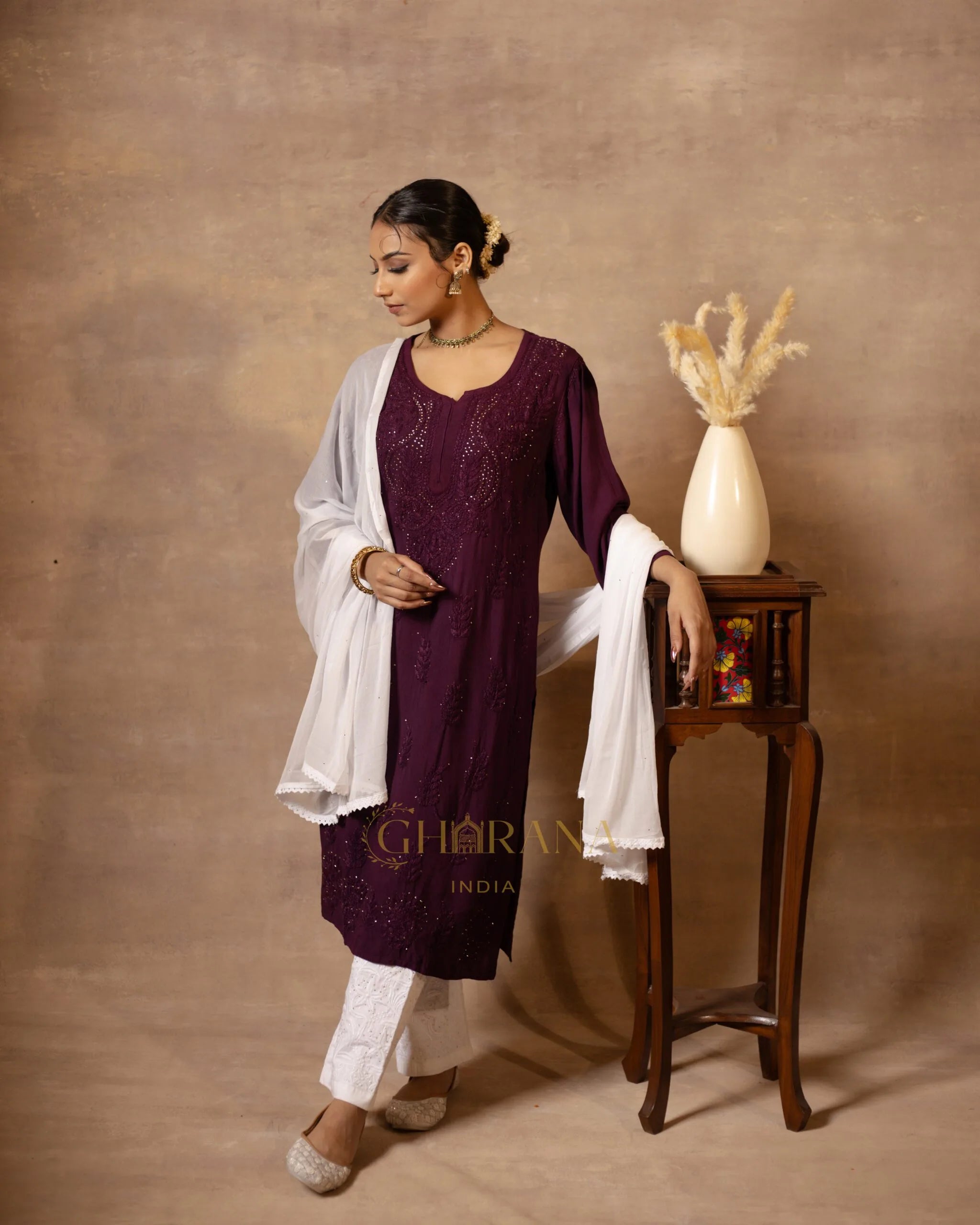Rayon Chikankari Kurta with Mukaish work