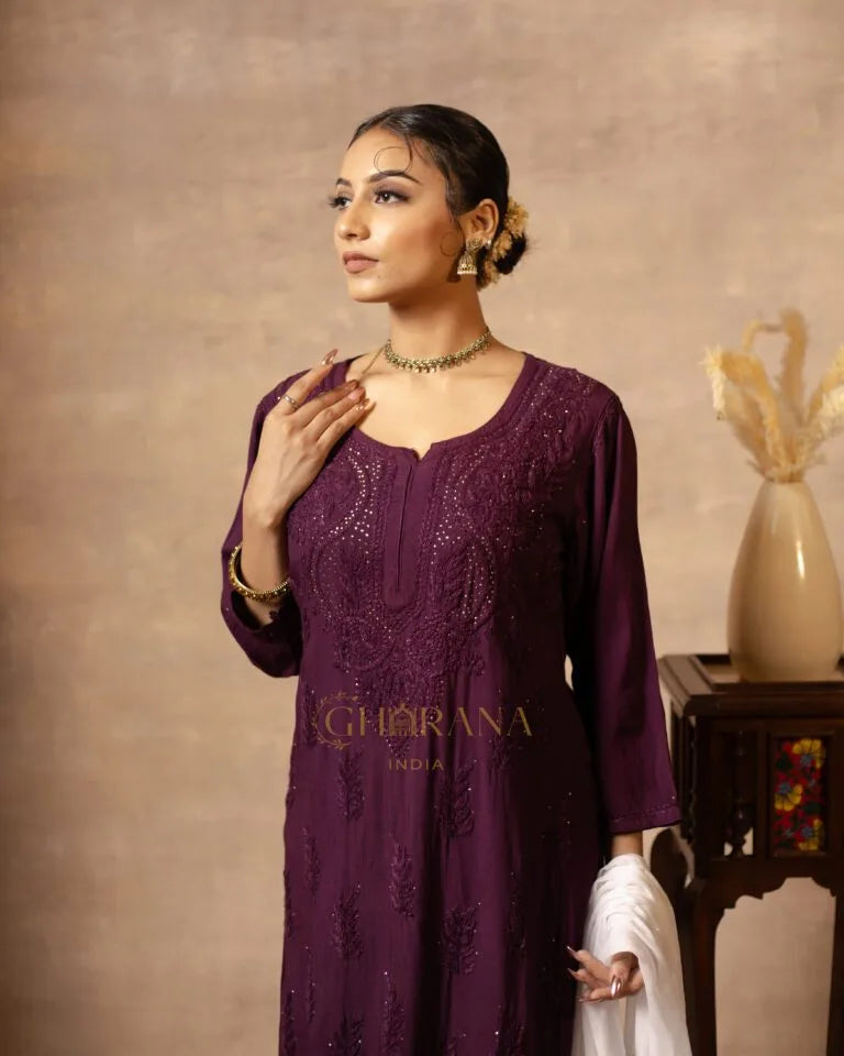 Rayon Chikankari Kurta with Mukaish work