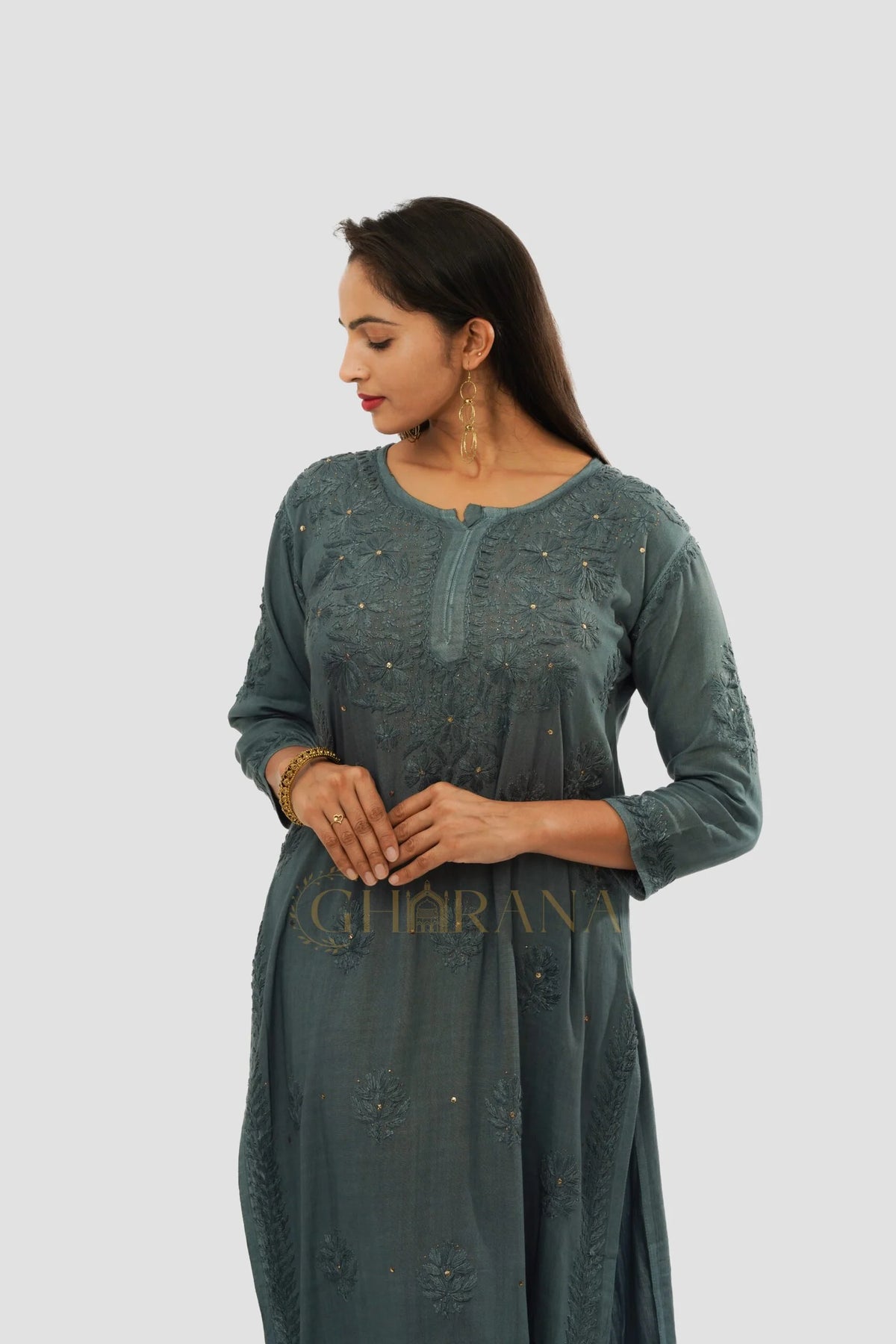 Rayon Chikankari with Mukaish work 2 PC set with Palazzo