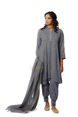 Georgette Chikankari Kurta with Afgani Pant and Dupatta – Grey