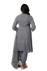 Georgette Chikankari Kurta with Afgani Pant and Dupatta – Grey