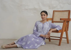 Myra Modal fine cotton Chikankari kari Kurta – Lavender