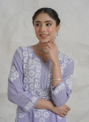Myra Modal fine cotton Chikankari kari Kurta – Lavender