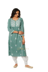 Lavanya Chikankari Cotton Naira cut Kurta