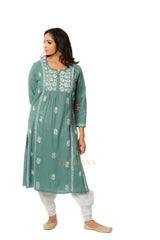 Lavanya Chikankari Cotton Naira cut Kurta