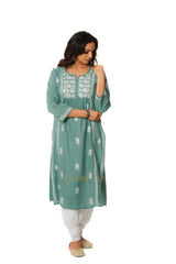 Lavanya Chikankari Cotton Naira cut Kurta