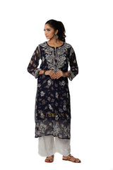 Aadya Chikankari Georgette Floral Printed Kurta
