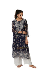 Aadya Chikankari Georgette Floral Printed Kurta