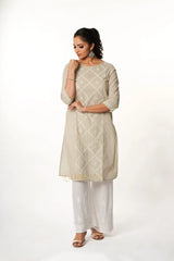 Kimaya Chikankari Mulmul Straight Kurta