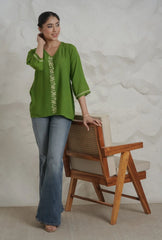 Sahiba Luxury Rayon Green Chikankari Top