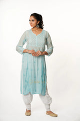 Isha Chikankari Muslin Naira cut Kurta