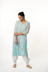 Isha Chikankari Muslin Naira cut Kurta