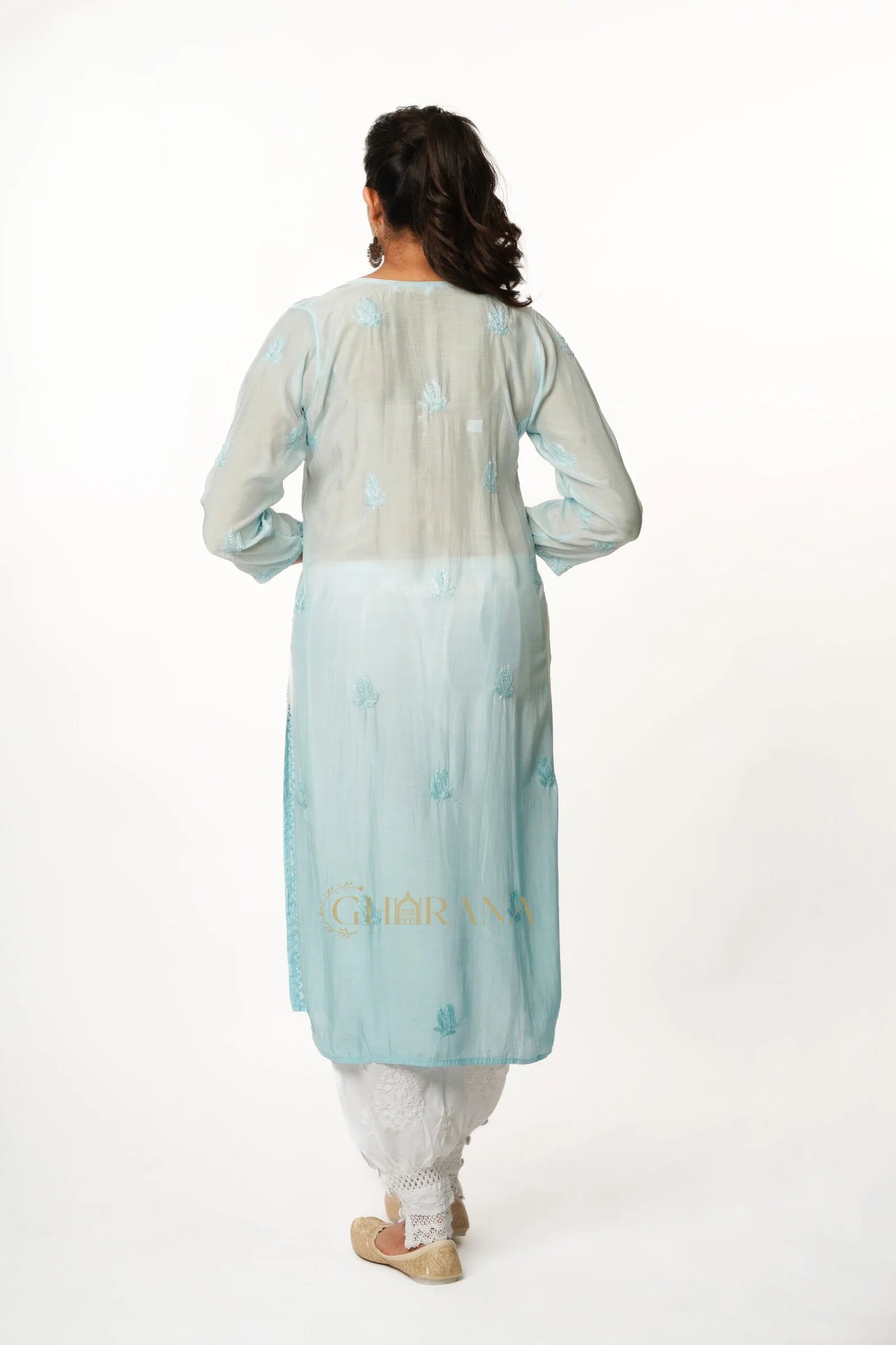 Isha Chikankari Muslin Naira cut Kurta