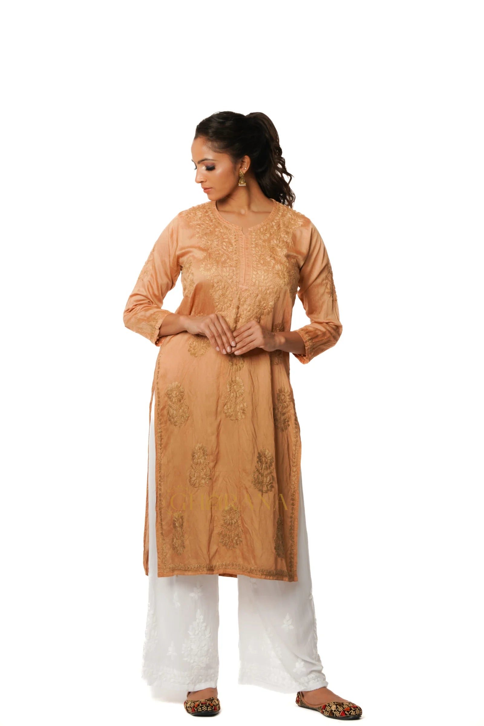 Ruhi Chikankari Chanderi Kurta