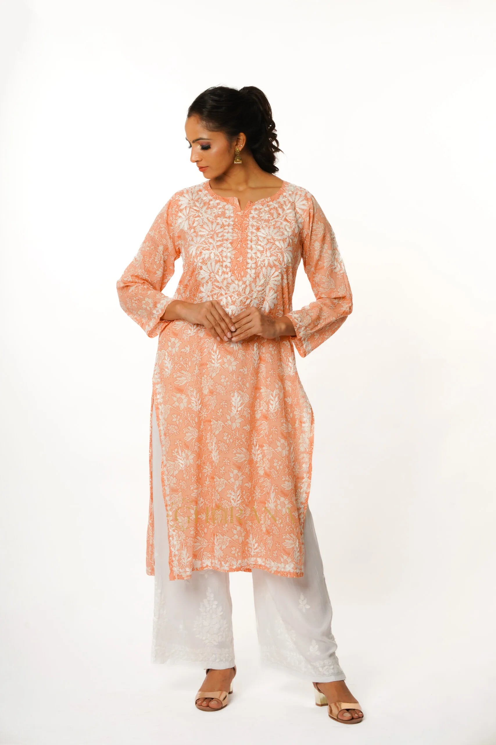 Eesha Chikankari Premium Mulmul Printed Kurta