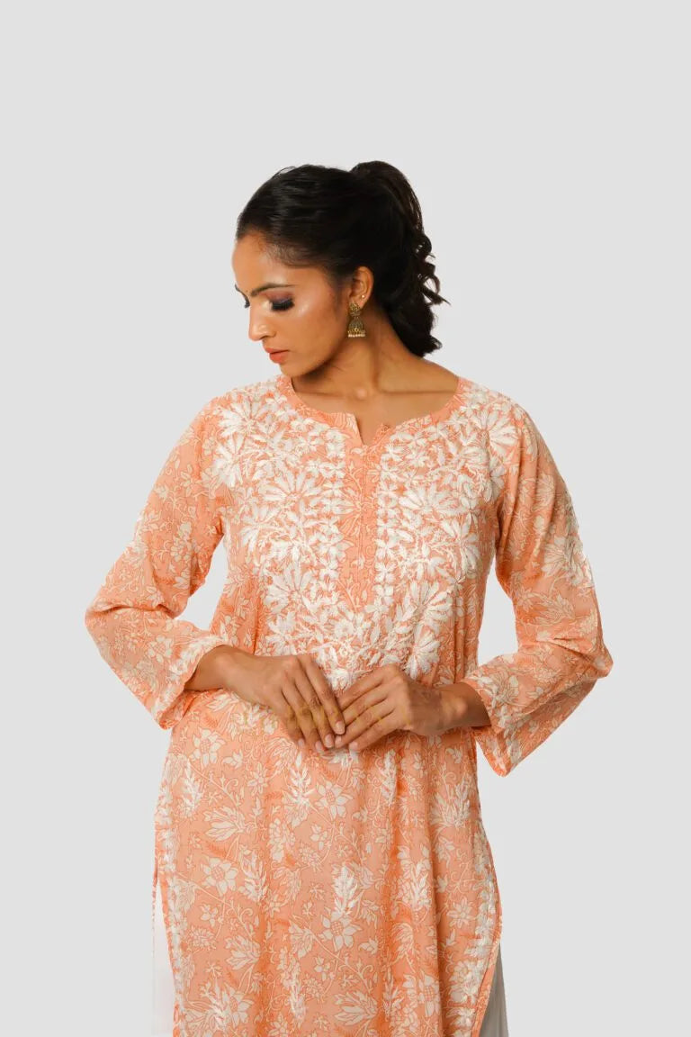 Eesha Chikankari Premium Mulmul Printed Kurta