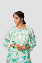 Premium Mulmul Chikankari Printed Co ord Kurta Set