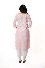 Chikankari Pure Linen Angrakha Kurta