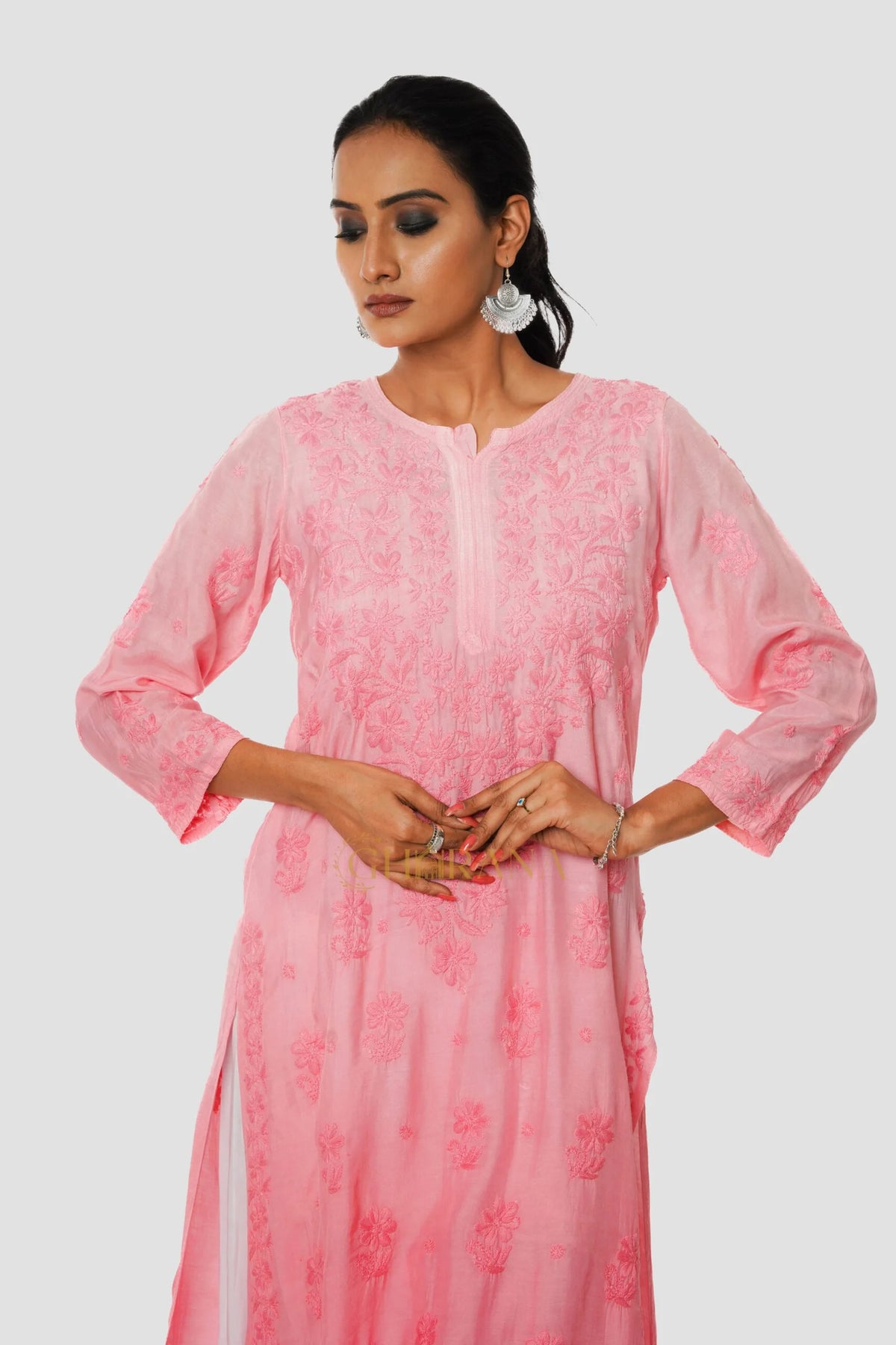 Usha Chikankari Muslin Straight Kurta