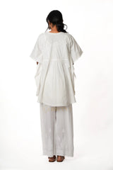 Cotton Chikankari Kaftan – White