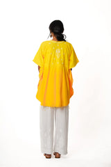 Cotton Chikankari Kaftan – Yellow