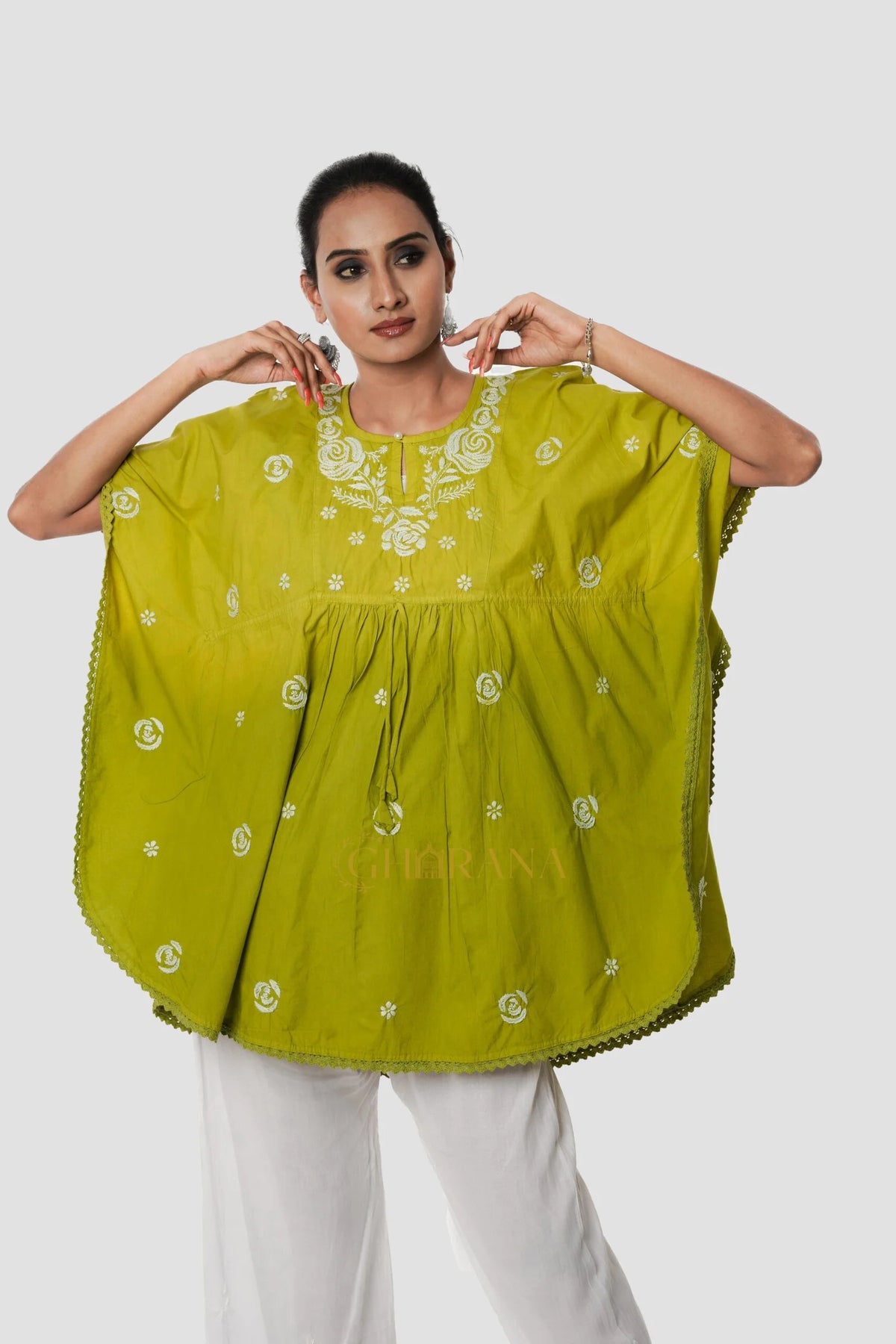 Cotton Chikankari Kaftan