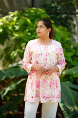 MulMul cotton printed fine embroidery chikankari Top