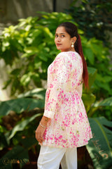 MulMul cotton printed fine embroidery chikankari Top