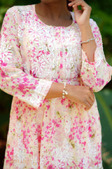 MulMul cotton printed fine embroidery chikankari Top