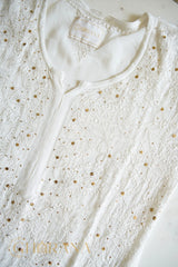 Ishq Georgette Kurta in Resham Jaal and Mukaish work_White