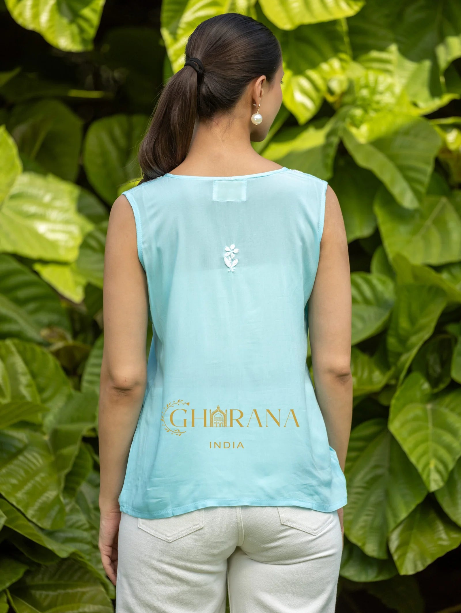 Sahiba Modal Cotton Light Blue chikankari Top