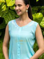 Sahiba Modal Cotton Light Blue chikankari Top