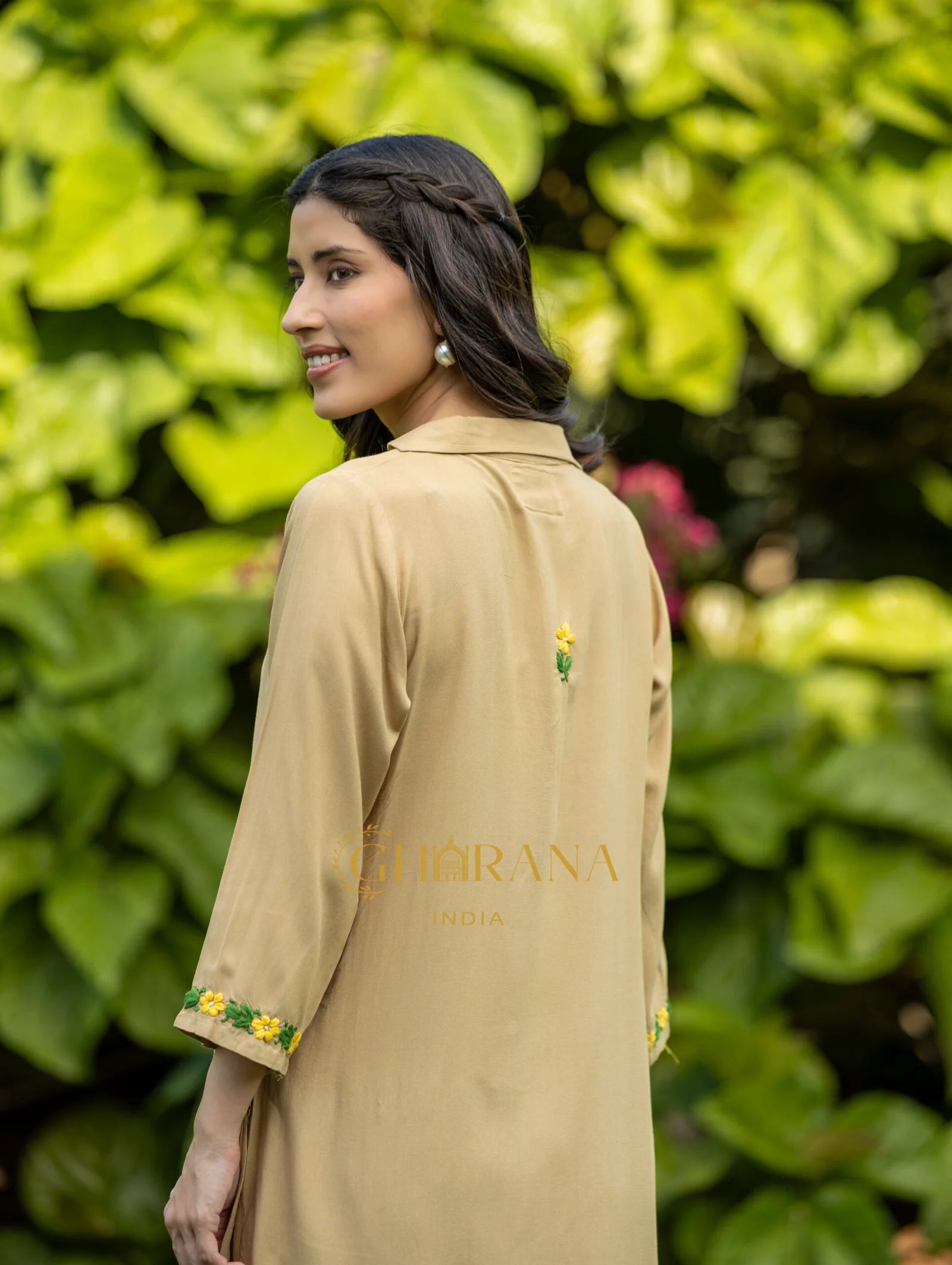 Sahiba Luxury Rayon Beige Chikankari Coord Set