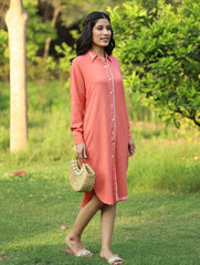 Sahiba Luxury Rayon Blush Red Chikankari Long Shirt