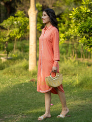 Sahiba Luxury Rayon Blush Red Chikankari Long Shirt
