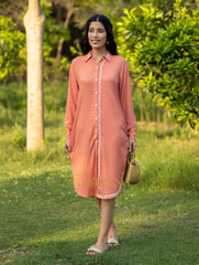 Sahiba Luxury Rayon Blush Red Chikankari Long Shirt