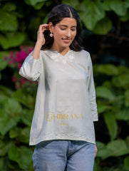 Sahiba Pure Cotton Lightest Green Chikankari Short Top