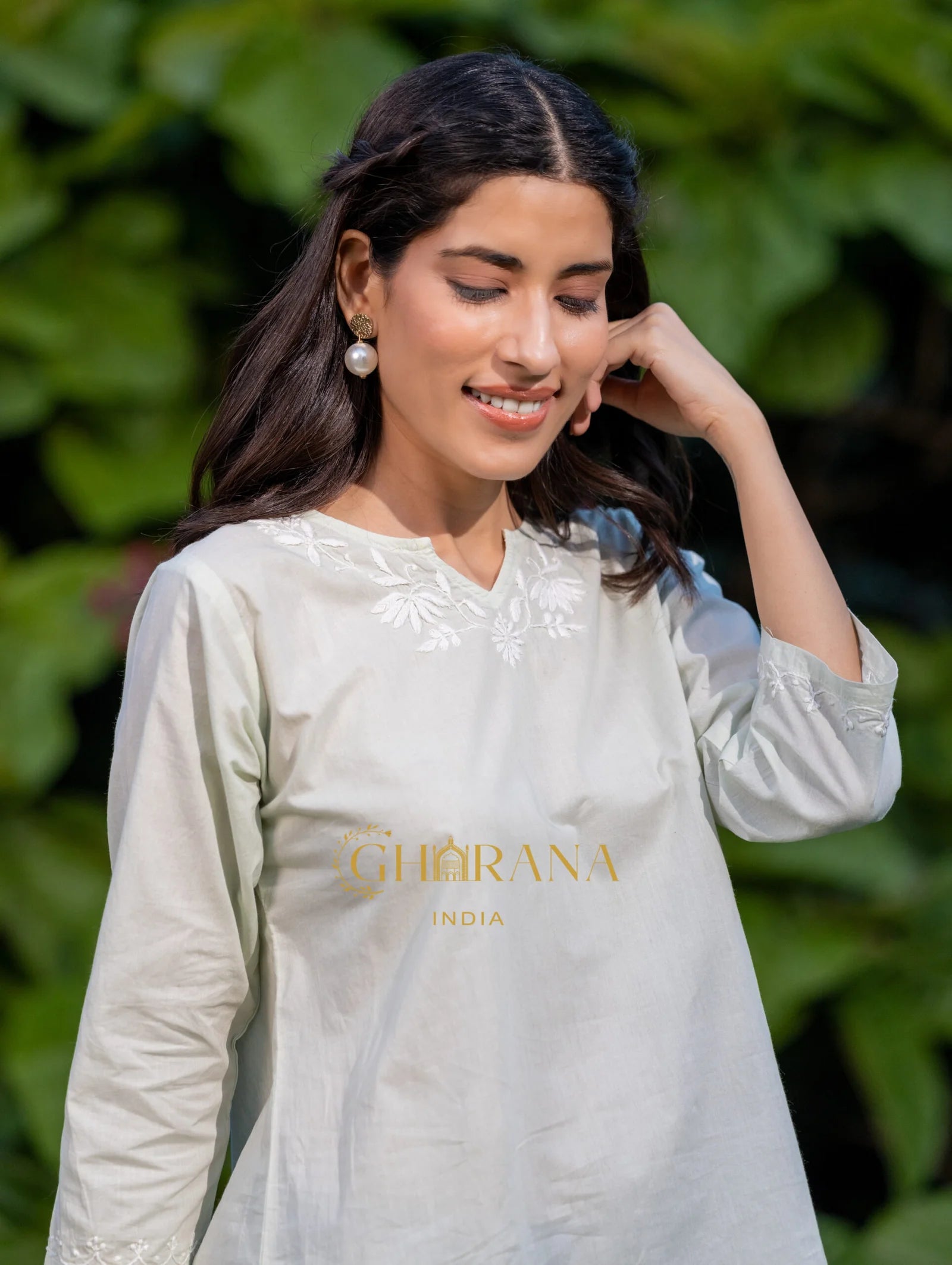 Sahiba Pure Cotton Lightest Green Chikankari Short Top