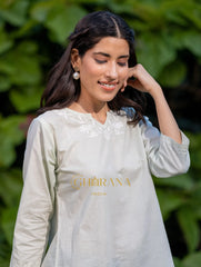 Sahiba Pure Cotton Lightest Green Chikankari Short Top