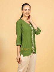 Sahiba Luxury Rayon Green Chikankari Top