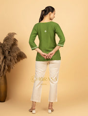 Sahiba Luxury Rayon Green Chikankari Top