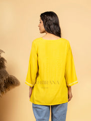 Sahiba Luxury Rayon Yellow Chikankari Top