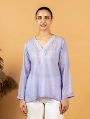 Sahiba Premium Modal Cotton Lavender Chikankari Top