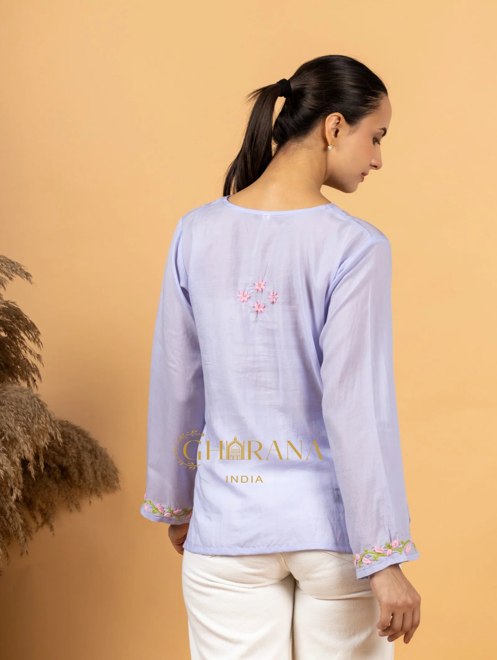 Sahiba Premium Modal Cotton Lavender Chikankari Top