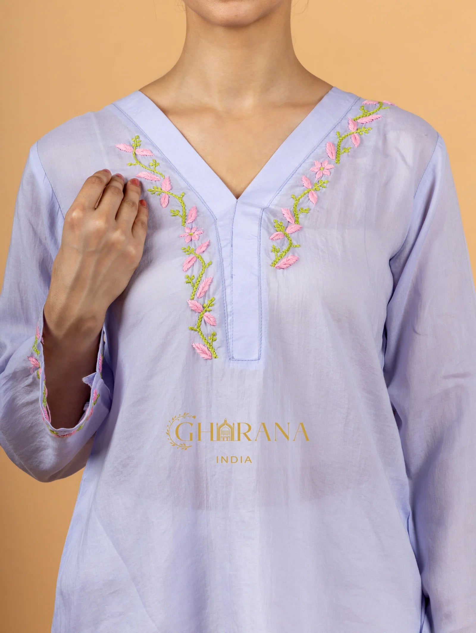 Sahiba Premium Modal Cotton Lavender Chikankari Top